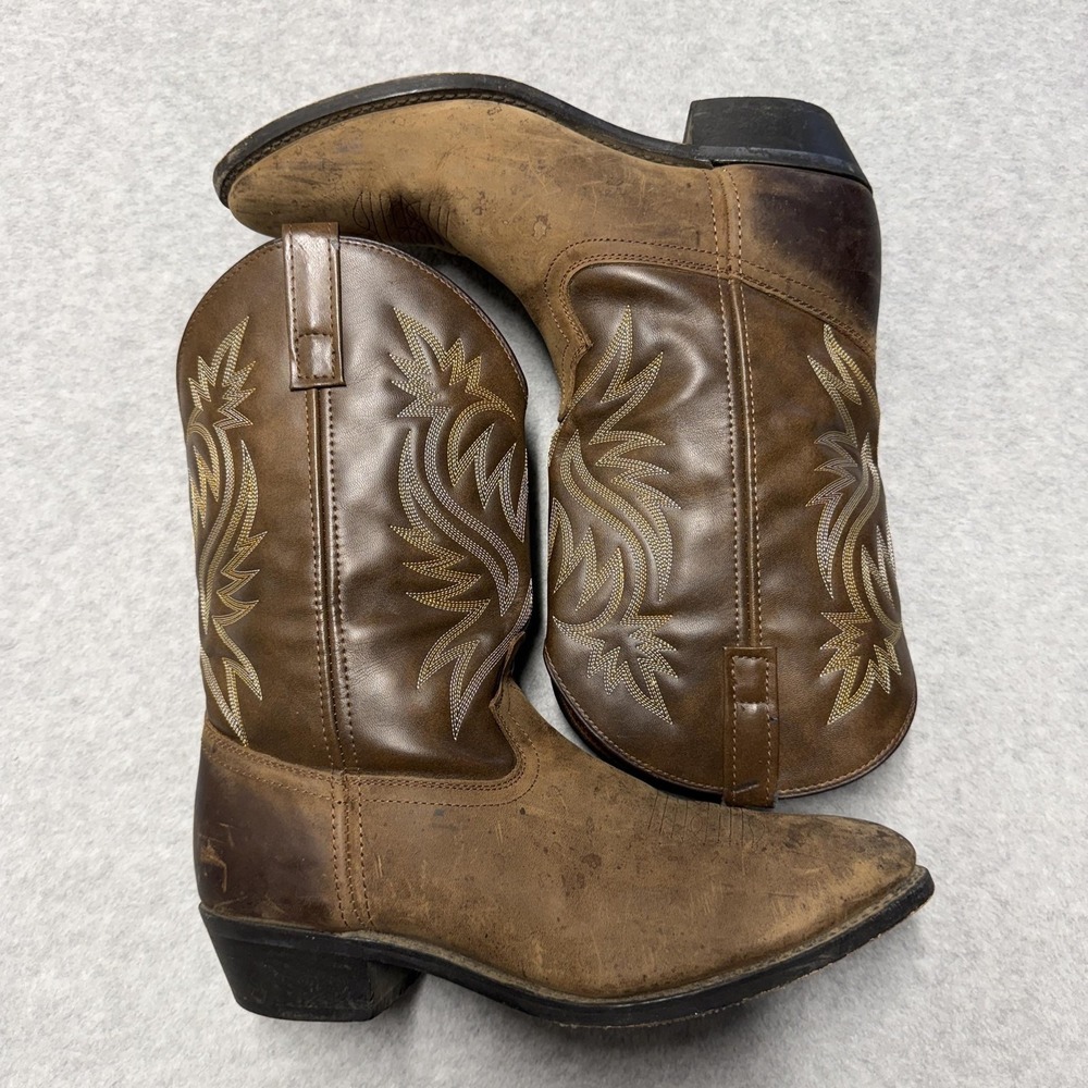 Laredo London Boots Mens 12 Brown Leather Western Embroidered Pointed Toe 4212
